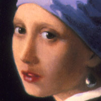 Girl with Pearl Earring (detail from “After the Music Lesson”) after Johannes Vermeer by Anthony D'Elia