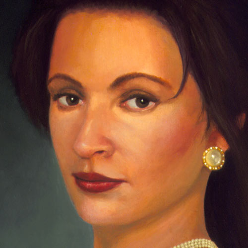 Original oil paintings: detail of realist portrait: Beatrice